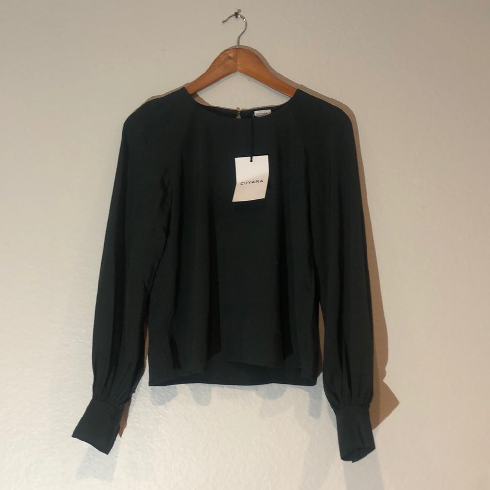 NWT Cuyana Dark Emerald Silk Blouse